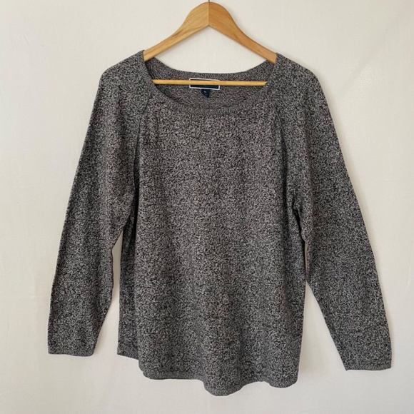 KAREN SCOTT Size XL Black White 100% Cotton Knit Sweater Scoop Neck Long Sleeve - Picture 7 of 7